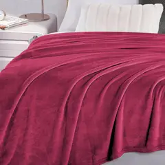 GENERICO - 3 piezas colcha DOS PLAZAS DE PELUCHE PELO CORTO VINO