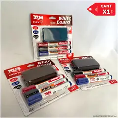 Kit de Plumones de pizarra borrador mota