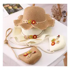 GENERICO - Sombrero de Niña Dulce Flor mas Cartera Beige