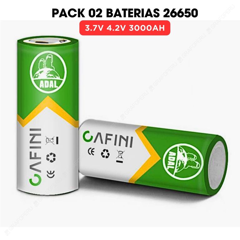 Bateria 26650 Recargable Pila Litio x 02