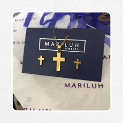 GENERICO - Pack Acero Collar con dije y Aretes - Cruz Dorada