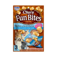 CHURU - Snack Fun Bites Sabor Pollo Atún y Ostión para Gatos