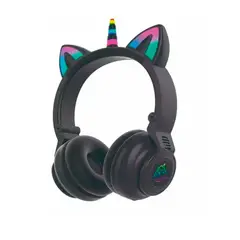 GENERICO - Audífonos Bluetooth Unicornio Inalámbricos Con Luz Led - Negro