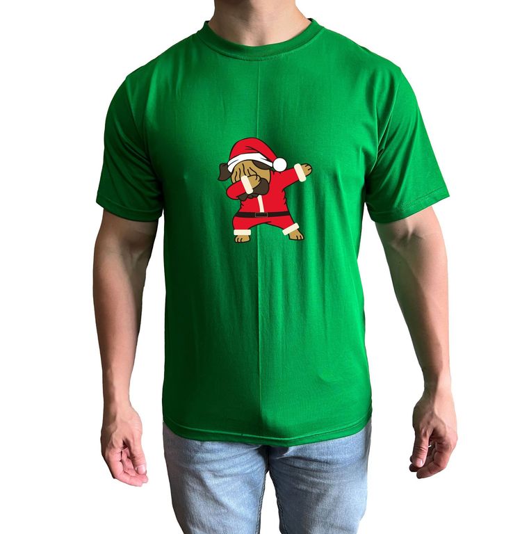 Polo Hombre manga corta diseño Perrito Santa - Verde