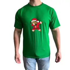 GENERICO - Polo Hombre manga corta diseño Perrito Santa - Verde