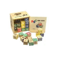 GENERICO - Cubos Didácticos de Madera con Letras del Abecedario 48 Pcs