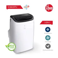 RHEEM - AIRE ACONDICIONADO PORTATIL DE 9,000 BTU CONVENCIONAL FRIO SOLO.
