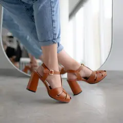 IRISABA - SANDALIAS DE CUERO PARA MUJER LOLA CARAMELO