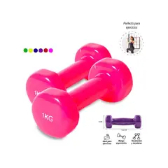 GENERICO - Par Pesas de 1 Kg Mancuernas Plastificadas de Vinil