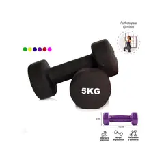 GENERICO - Par De Pesas 5 Kg Mancuernas Plastificadas Fitness Gym