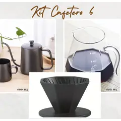 GENERICO - Kit cafetero 6 Decanter - Dripper - Tetera