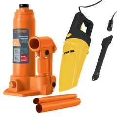 TRUPER - Combo Gata hidráulica botella 2 ton, Aspiradora de auto