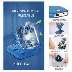 SHEEPBUSTER - Mini Ventilador Portátil Personal 5 En 1 Azul
