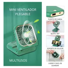 SHEEPBUSTER - Mini Ventilador Portátil Personal 5 En 1 Verde