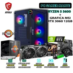 INTEL - Computadora Gamer RYZEN 5 5600 RAM 16GB SSD 500GB CON GRAFICA RTX 3060 12GB