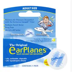 GENERICO - Tapones para Dolor de Oído en Avión con Filtro CeramX Adultos 1 Par - EARPLANES