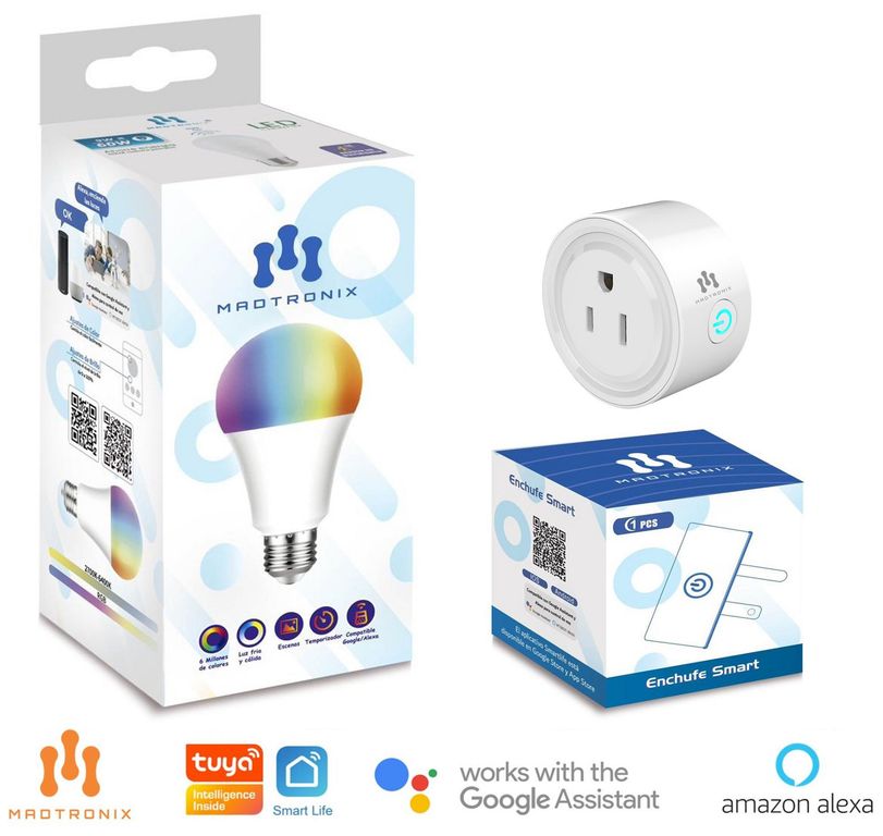 Combo Foco y Enchufe Inteligente Wifi Google y Alexa x 2