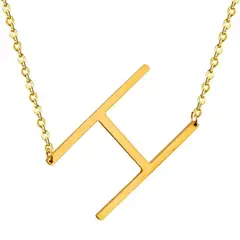 GENERICO - Collar con inicial en acero inoxidable H