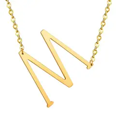 GENERICO - Collar con inicial en acero inoxidable M