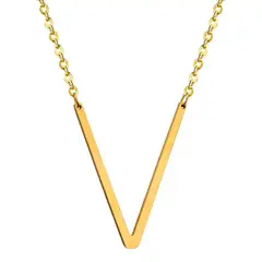 GENERICO - Collar con inicial en acero inoxidable V