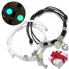 GENERICO - Pulsera de Pareja Fluorecente Candado Llave
