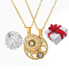 GENERICO - Collar de Pareja Proyecta Te Amo en 100 Idiomas Incluye Estuche