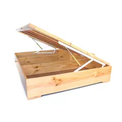 MUEBLES MACRUMO - Tarima Fija Ancha + Sistema Espacio de Pino de 1.5 plz