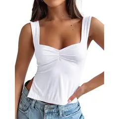 BAALATHKKO5 - Top Manga Cero Mujer Cuello Cuadrado