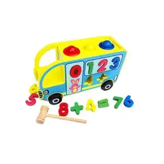 GENERICO - Bus Para Aprender Numeros Y Colores Madera