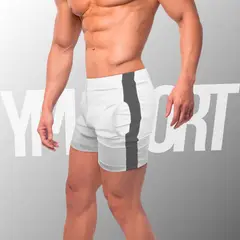 YML SPORT - Short de Entrenamiento Hombre - Short GYM Blanco -