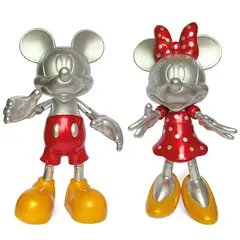 DISNEY - Set de Figuras Articulables Mickey y Minnie Platinado