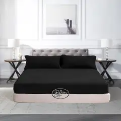 GENERICO - CUBRECAMA TRES PLAZAS KING DE PELUCHE PELO CORTO NEGRO