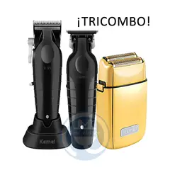 KEMEI - Tricombo Cortadora KM2296 con Trimmer KM2299 y Afeitadora KMTX1