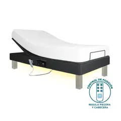 JHS - Cama Box tarima articulada Lumiflex 1.5 Plz. + colchón hipoalergénico