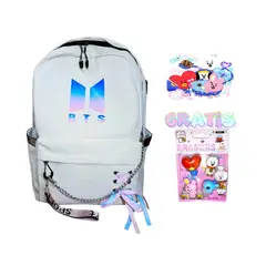 GENERICO - Mochila porta laptop diseño Kpop BTS mas set x 4 mini borradores