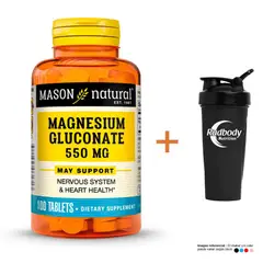 MASON NATURAL - VITAMINAS - MAGNESIUM GLUCONATE 550 MG (100 TAB) +SHAKER