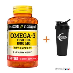 MASON NATURAL - VITAMINAS - OMEGA 3 FISH OIL 1000 MG (60 SOFTG) + SHAKER