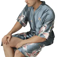 ZIMRAHYG - Conjunto De Pijama De Satén Para Hombre Manga Corta