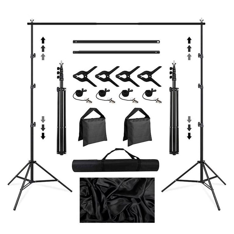 Portafondo Kit Portátil Estudio fotográfico 2.6 x 3.0 m HOD01B - Negro
