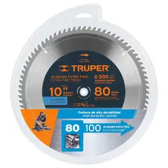 TRUPER - Disco sierra 10"P corte extra fino para ALUMINIO, 80 dientes,