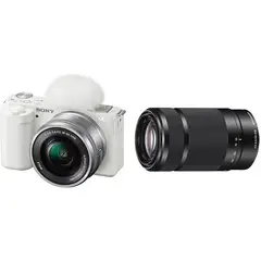 SONY - Kit Cámara Alpha ZV-E10L Blanco y Lente SEL55210 Teleobjetivo