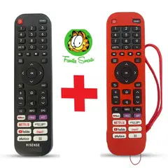 UNIVERSAL - Control Remoto Hisense Smart Tv Pequeño + Funda Roja