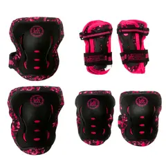 KRF - SET DE PROTECTORES PARA PATINES Y BICICLETA CAMUFLAJE ROSA