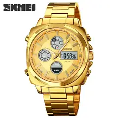 SKMEI - Reloj 1673 Dorado Correa Acero Digital Analogo_.