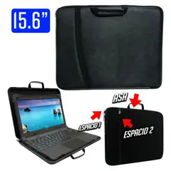 GENERICO - Funda Acolchada para Laptop 15.6 Pulgadas Doble Cierre con Asa Negro