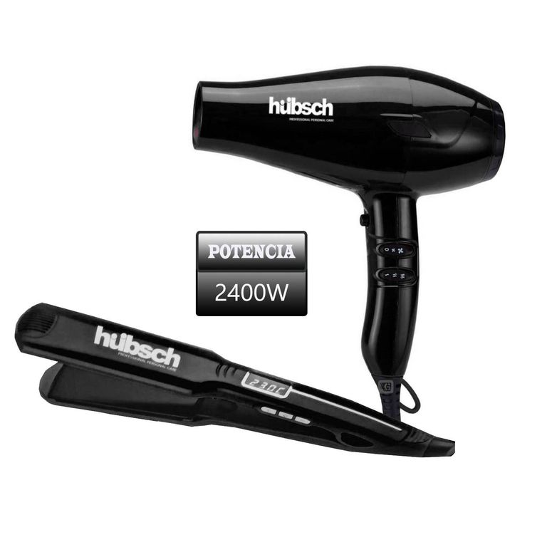 Combo Secador de Cabello Alisador AC 2400W -Negro