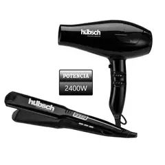 HUBSCH - Combo Secador de Cabello Alisador AC 2400W -Negro