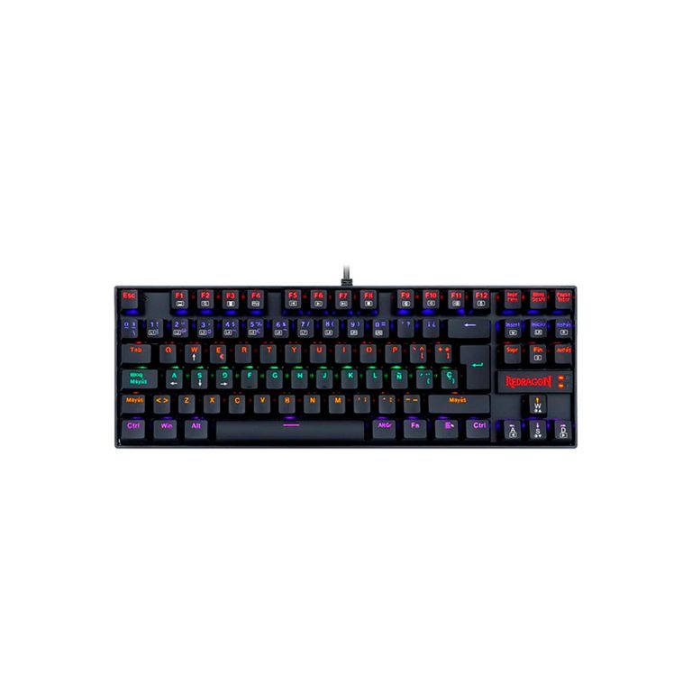 Teclado Gamer Kumara Rainbow K552W KR Sp Black Red Switch TKL