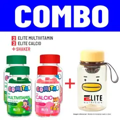 ELITE NUTRITION - COMBO GOMITAS PARA NIÑOS- 2 ELITE MULTIVITAMIN+ 2 ELITE CALCIO +SHAKER