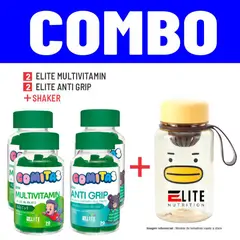 ELITE NUTRITION - COMBO GOMITAS PARA NIÑOS- 2 ELITE MULTIVITAMIN+2 ELITE ANTIGRIP+SHAKER